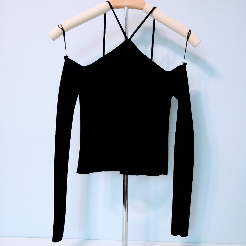 ZARA CUT-OUT RIBBED SWEATER TOP TRF COLLECTION SIZE M - Picture 3 of 10
